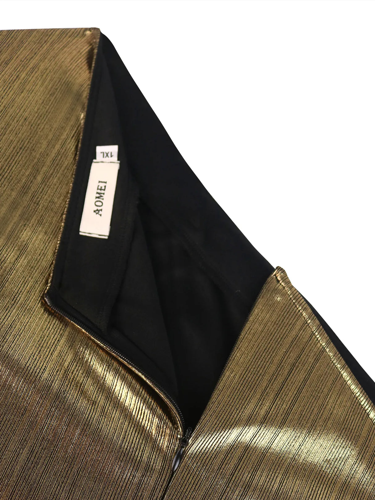 ONTINVA Gold Shiny Bronzing Evening One Shoulder Pleated Dress