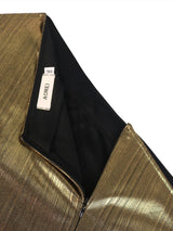 ONTINVA Gold Shiny Bronzing Evening One Shoulder Pleated Dress