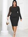 ONTINVA O Neck Long Sleeve Beading Empire Bodycon Dress