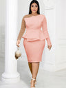 ONTINVA O Neck Long Sleeve Beading Empire Bodycon Dress
