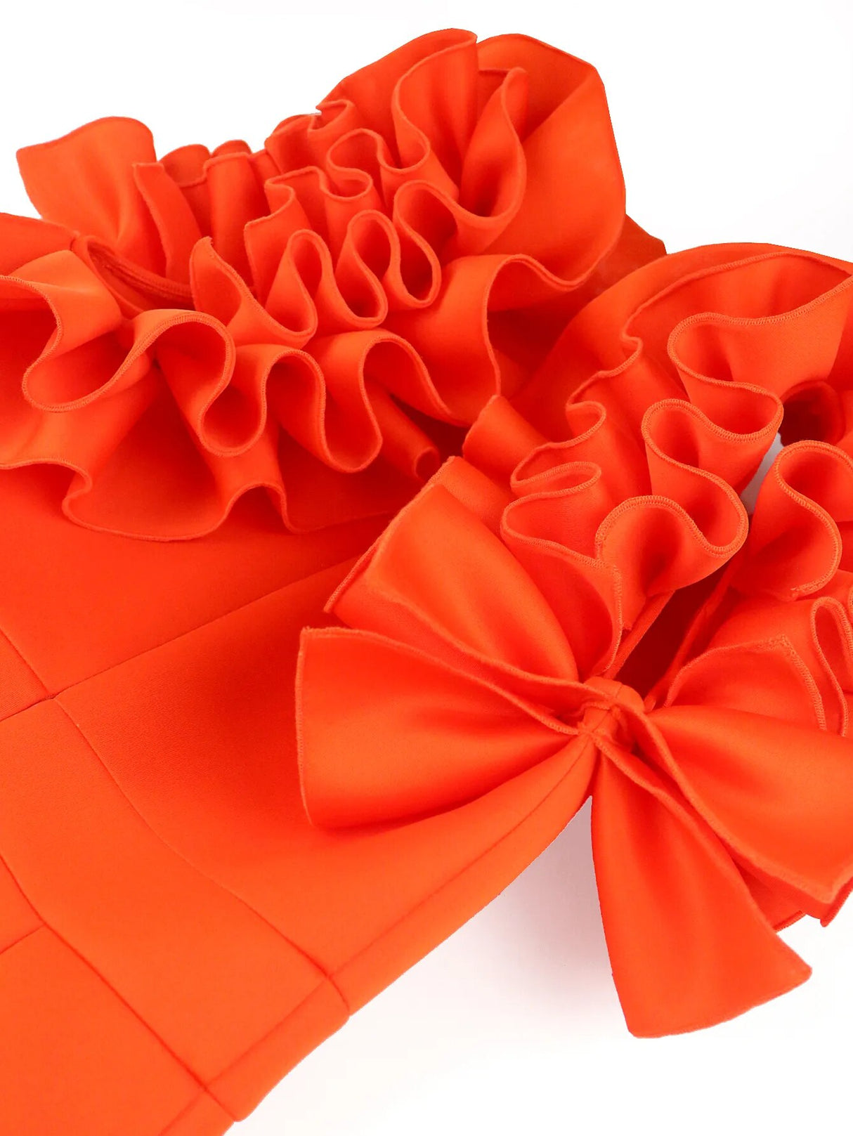 Ontinva Orange Midi Plus Size Ruffles Sleeveless Mermaid Dresses