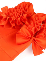 Ontinva Orange Midi Plus Size Ruffles Sleeveless Mermaid Dresses