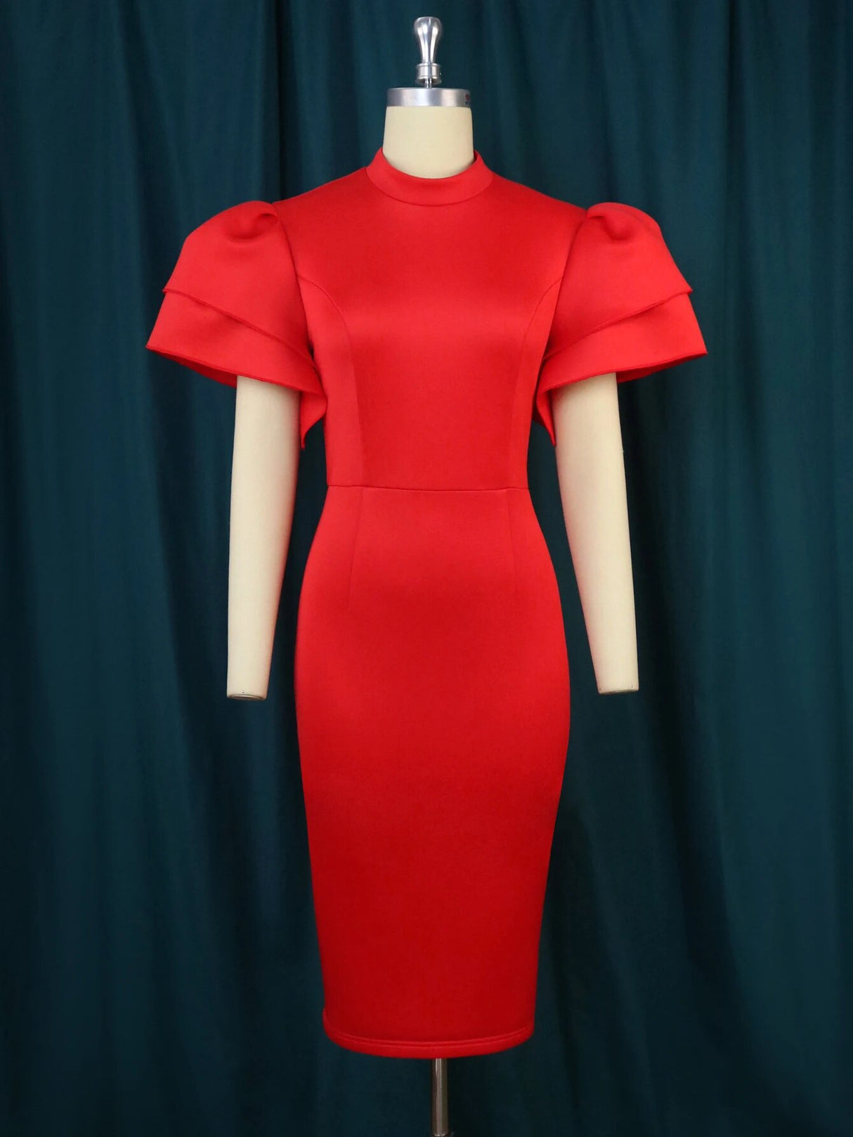 ONTINVA Women O Neck Ruffles Bodycon Dresses