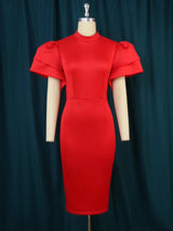 ONTINVA Women O Neck Ruffles Bodycon Dresses