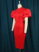 ONTINVA Women O Neck Ruffles Bodycon Dresses