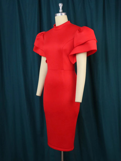 ONTINVA Women O Neck Ruffles Bodycon Dresses