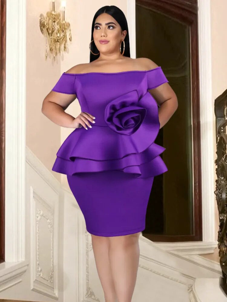 ONTINVA Purple Women Off The Shoulder Evening Dress