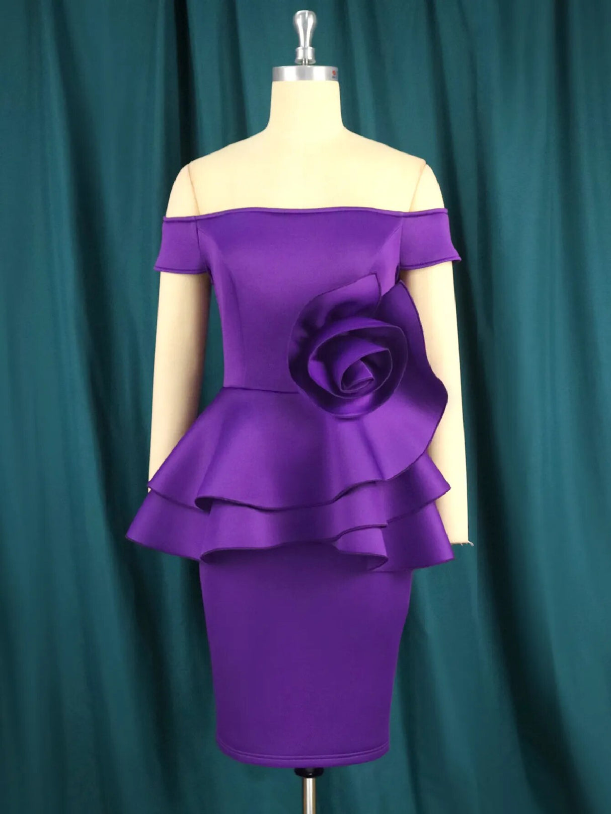 ONTINVA Purple Women Off The Shoulder Evening Dress