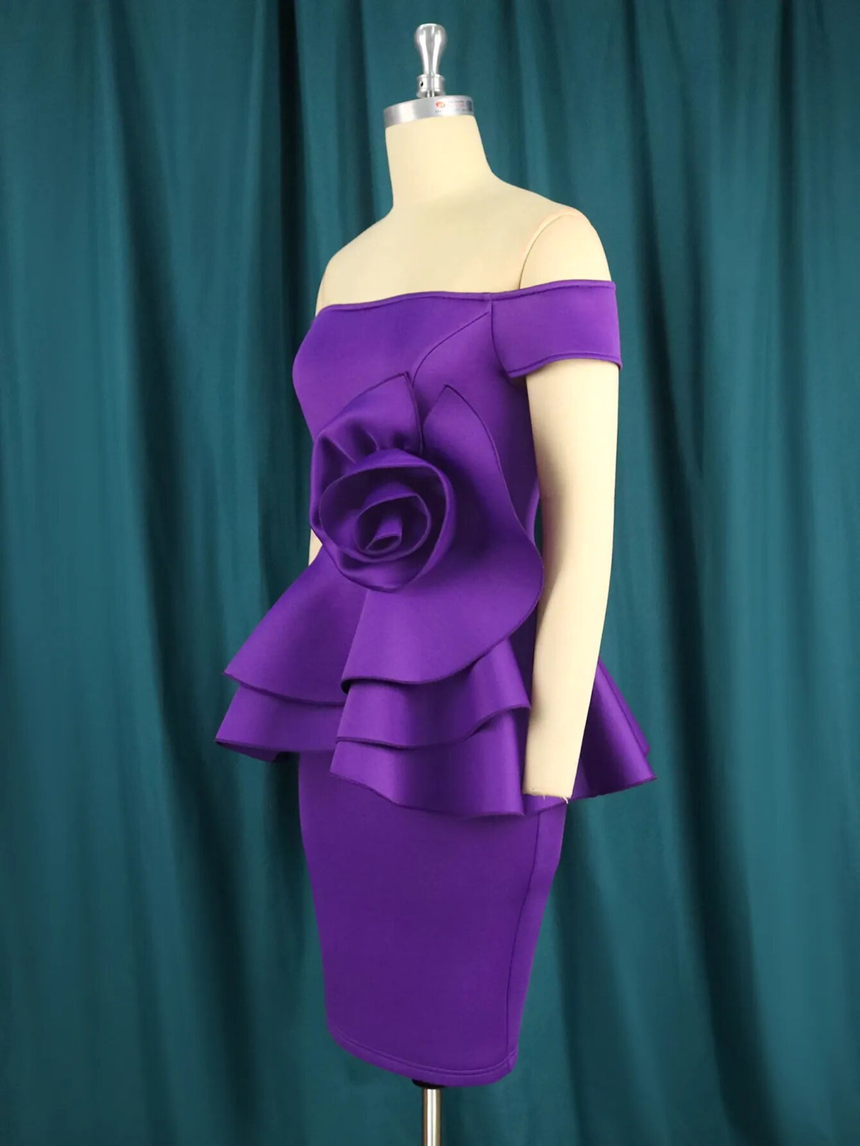 ONTINVA Purple Women Off The Shoulder Evening Dress