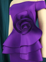 ONTINVA Purple Women Off The Shoulder Evening Dress