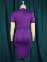 ONTINVA Purple O Neck Bowtie Sexy Bodycon Dress Women