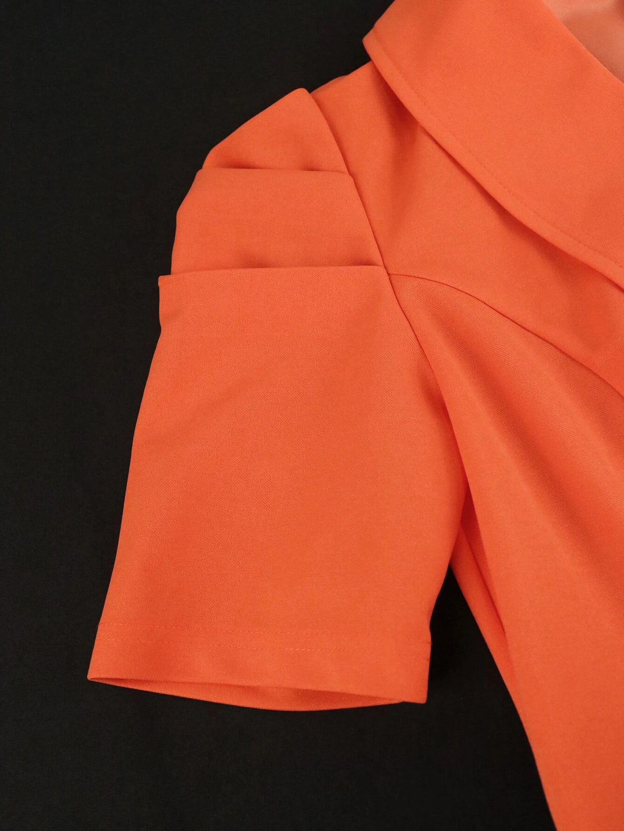 ONTINVA V Neck Orange Short Sleeve Prom Pleated Dress