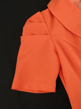 ONTINVA V Neck Orange Short Sleeve Prom Pleated Dress