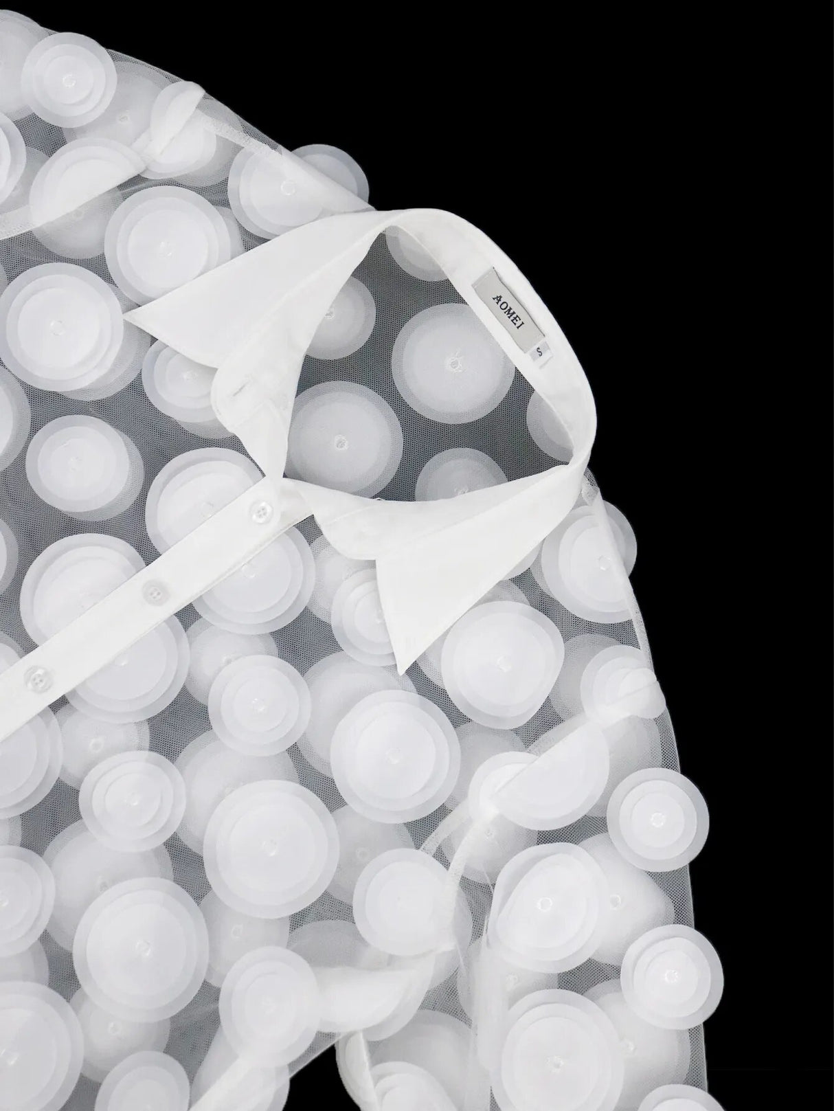 ONTINVA White Sexy See Through Dot Half Sleeve Sexy Shirt