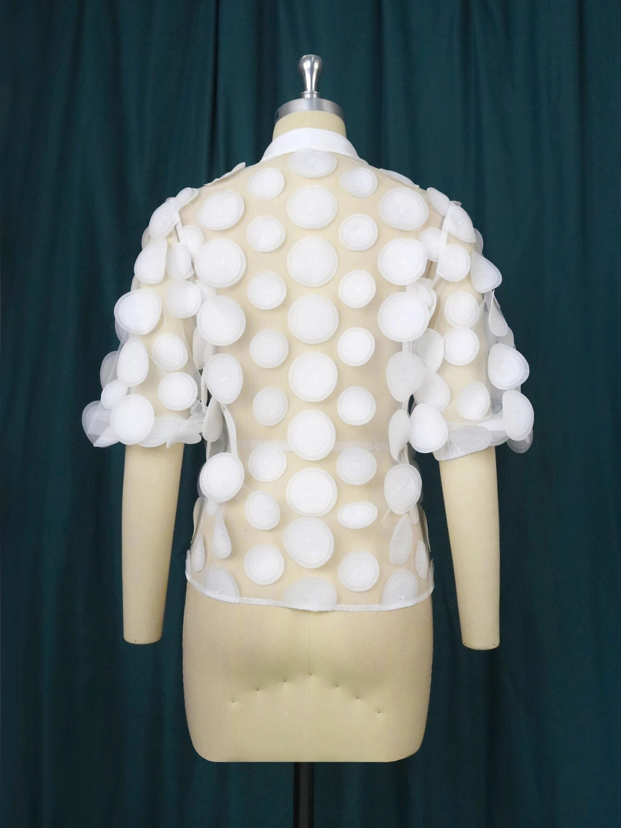 ONTINVA White Sexy See Through Dot Half Sleeve Sexy Shirt
