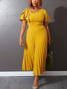 ONTINVA Women Pleated  A Line Midi Dresses For Office Lady