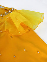 Yellow Bodycon Dresses for Women V Neck Beading Half Sleeve High Wiast Elegant Evening Birthday Event Midi Outfits Summer 2023