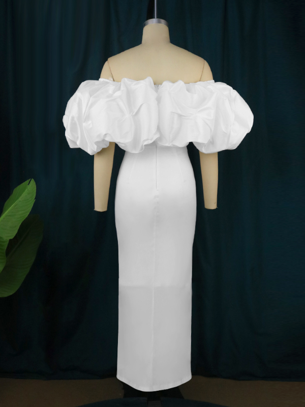 ONTINVA Plus Size Off Shoulder Ruffles Wedding Dress