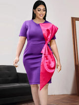 ONTINVA Purple O Neck Bowtie Sexy Bodycon Dress Women