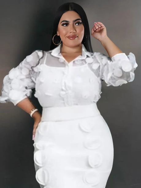 ONTINVA White Sexy See Through Dot Half Sleeve Sexy Shirt