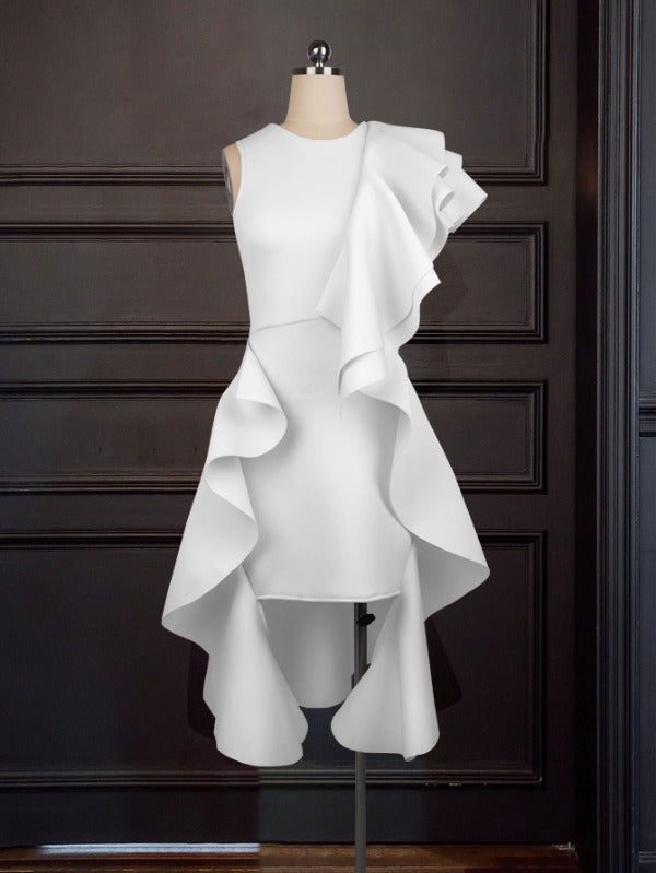 ONTINVA Women Irregular Ruffles Party Dresses Mini