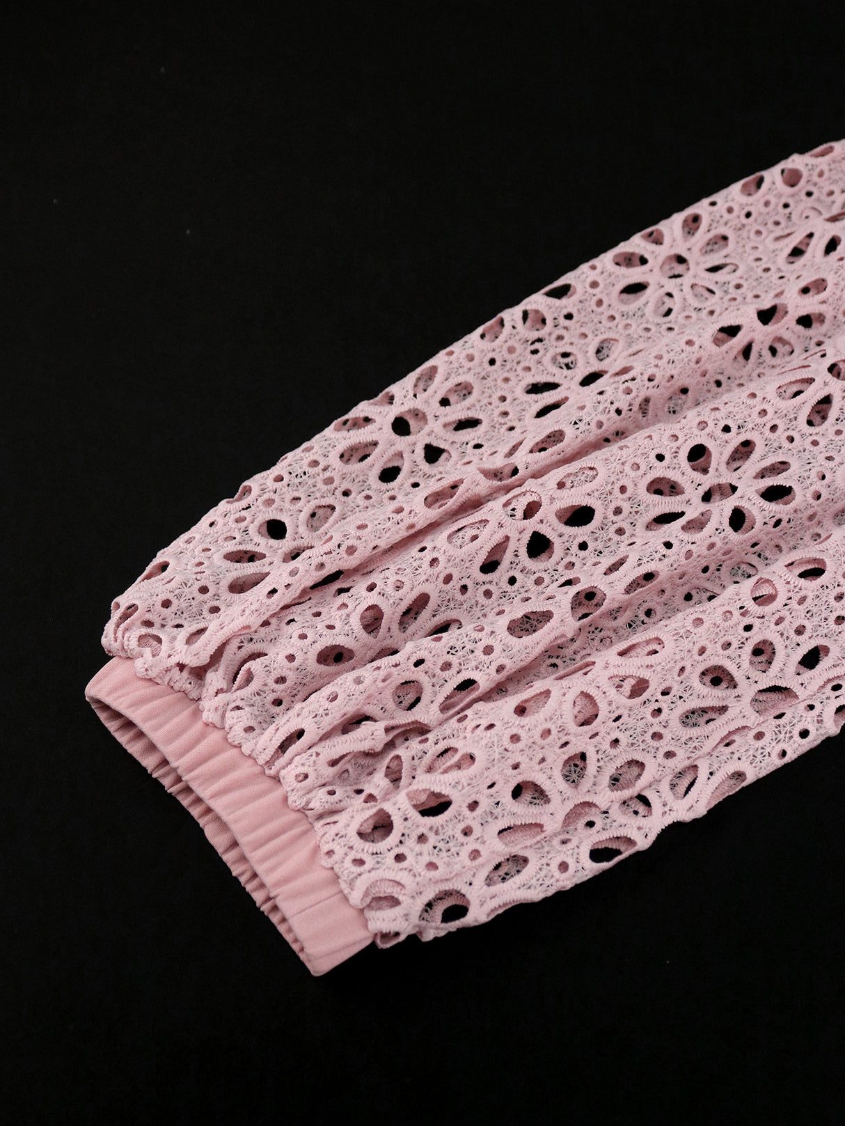 AOMEI Pink Lace Hollow Out Pleated Dresses Midi