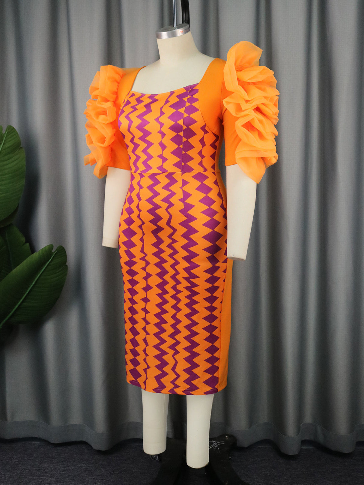ONTINVA Floral Patchwork Mesh Ruffles Party Dresses