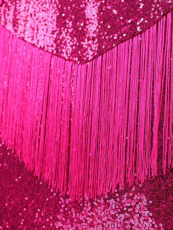 ONTINVA Sequined Bodycon Dress Tassel Plus Size Party Fashion