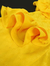 ONTINVA Yellow Off Shoulder Ruflle Lace Dresses Midi